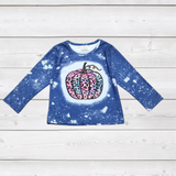 Blue Tie Dye Shirt w/Leopard Print Pumpkin (FP1012) (KIDS)