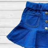 Dark Wash Denim Skirt w/Ruffle Hem (FP1037)-sparkledots-sparkledots