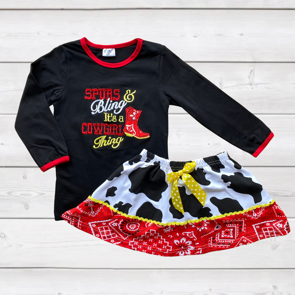 It's a Cowgirl Thing Appliqué Outfit (FP1040)-sparkledots-sparkledots