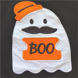 I Mustache Boo a Question! Striped Ghost Applique Romper (FP1046)