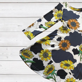 Sunflowers on Cowhide Twirly Dress (FSP1047)-sparkledots-sparkledots