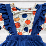 Navy Ruffled Jumper w/Pumpkin Tee Outfit (FSP1032)-sparkledots-sparkledots