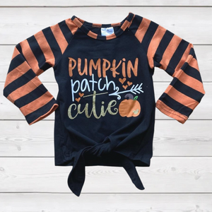 Black 'n Orange Pumpkin Patch Cutie Striped Tie Top (Fall 2021071093)-sparkledots-sparkledots