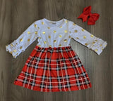 Gold Dots & Red Plaid Dress (CRTS22)-sparkledots-sparkledots