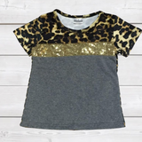 Gray 'n Gold Sequin Leopard Tee-sparkledots-sparkledots