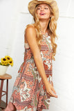 Bohemian Halter Neck Babydoll Dress