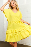 Heavy Crepe V Neck Multi Tiered Woven Dress