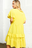 Heavy Crepe V Neck Multi Tiered Woven Dress