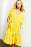 Heavy Crepe V Neck Multi Tiered Woven Dress