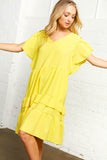 Heavy Crepe V Neck Multi Tiered Woven Dress