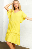 Heavy Crepe V Neck Multi Tiered Woven Dress