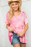 Fuchsia Tie Dye Peplum Top