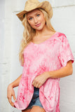 Fuchsia Tie Dye Peplum Top