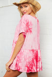 Fuchsia Tie Dye Peplum Top