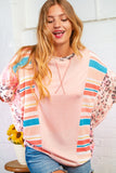 Blush Animal Color Block Blouse