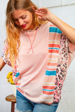 Blush Animal Color Block Blouse