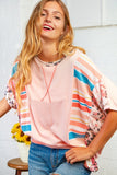 Blush Animal Color Block Blouse