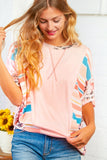 Blush Animal Color Block Blouse