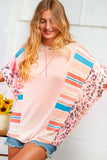 Blush Animal Color Block Blouse