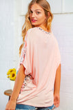 Blush Animal Color Block Blouse