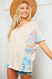 Tie Dye Color Block Out Seam Dolman Top