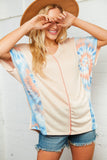 Tie Dye Color Block Out Seam Dolman Top