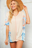 Tie Dye Color Block Out Seam Dolman Top