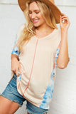 Tie Dye Color Block Out Seam Dolman Top