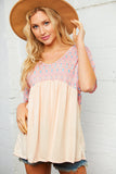 Multi Print Coral and Pink Dolman Babydoll Top