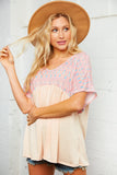 Multi Print Coral and Pink Dolman Babydoll Top