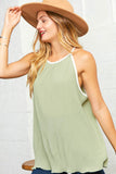 Accordion Pleated Crepe Halter Neck Top