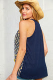 Navy Boho Tribal Print Halter Tank