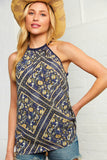 Navy Boho Tribal Print Halter Tank