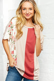 Floral Vertical Color Block Dolman Top