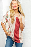 Floral Vertical Color Block Dolman Top