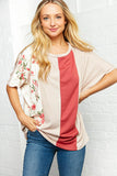 Floral Vertical Color Block Dolman Top