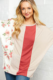 Floral Vertical Color Block Dolman Top