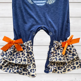 Hello Fall Indigo Pumpkin Leopard Heart Romper (FSP2008)