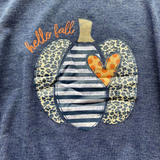 Hello Fall Indigo Pumpkin Leopard Heart Shirt (FSP2009)-sparkledots-sparkledots