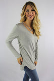 Gray Long Sleeve With Front Criss Cross Detail