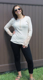 Beige Crochet Sleeve Hem Top