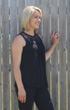 Black Lace Solid Loose Fit Tank