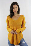 Mustard V Neck Knitted Sweater Top