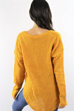 Mustard V Neck Knitted Sweater Top