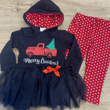 Merry Christmas Hooded Tutu Dress with Polka Dot Pants (HOLIDAY 2021070007)-sparkledots-sparkledots