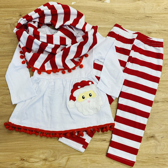 Red and White Striped Santa Scarf Outfit (HOLIDAY 2021070011)