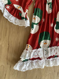 Red Tiered Lace Jolly Snowman Dress (HOLIDAY 2021070021)