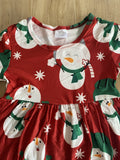 Red Tiered Lace Jolly Snowman Dress (HOLIDAY 2021070021)