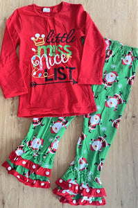 Little Miss Nice List Santa Pants Outfit (HOLIDAY 2021070026)