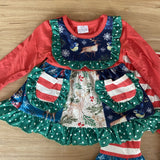 Deluxe Reindeer Patchwork Bell Bottom Outfit (HOLIDAY 2021070027)